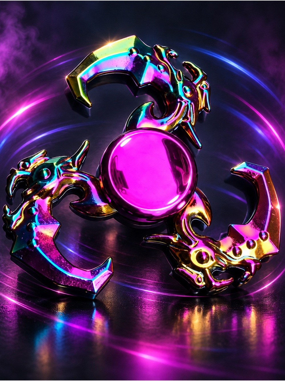 Iridescent Dragon Tri-Arm Wall Art — Pink Accent